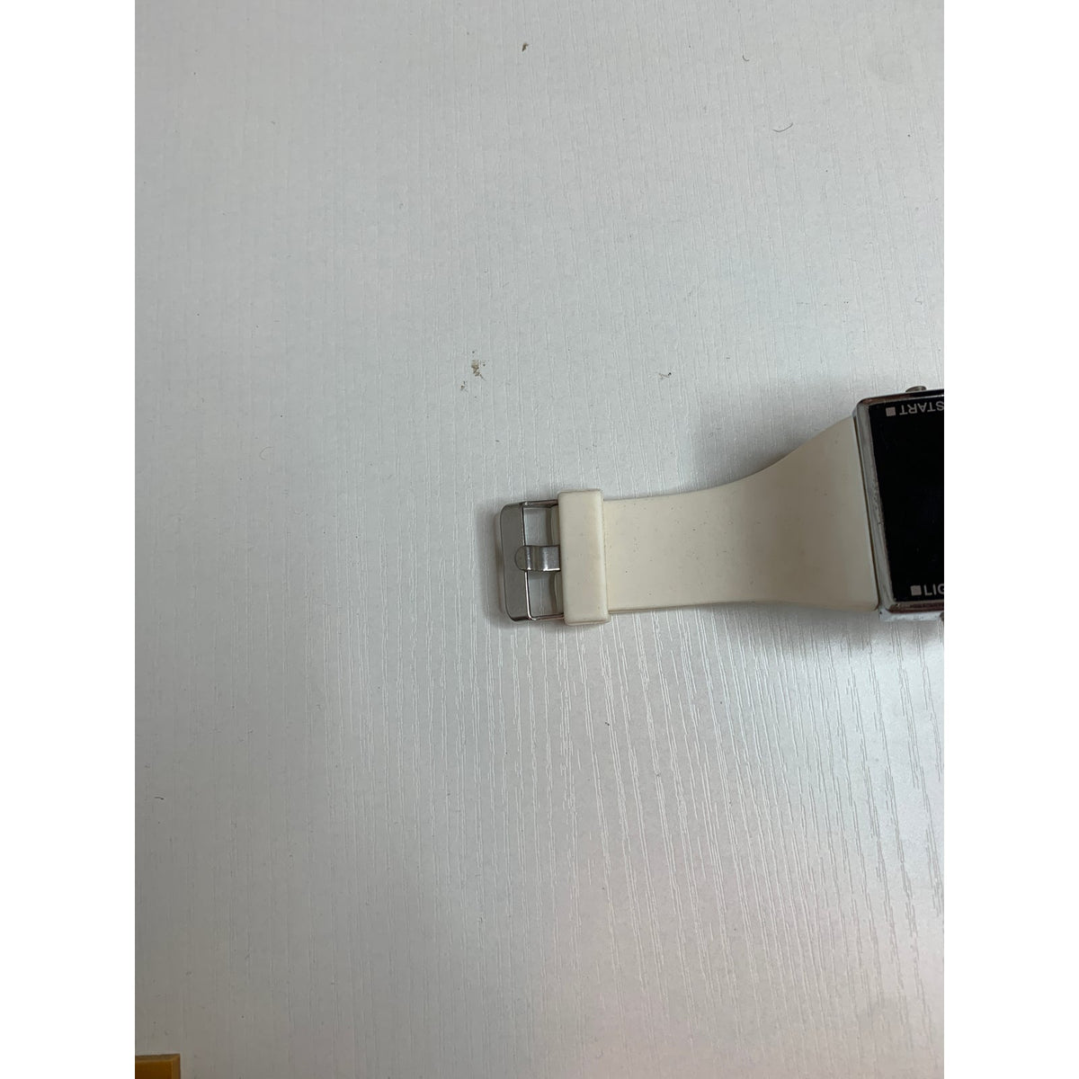 LED Mirror Watch Square Digital White Silicone Band Silver Tone Unisex Retro Y2K NOT TESTED