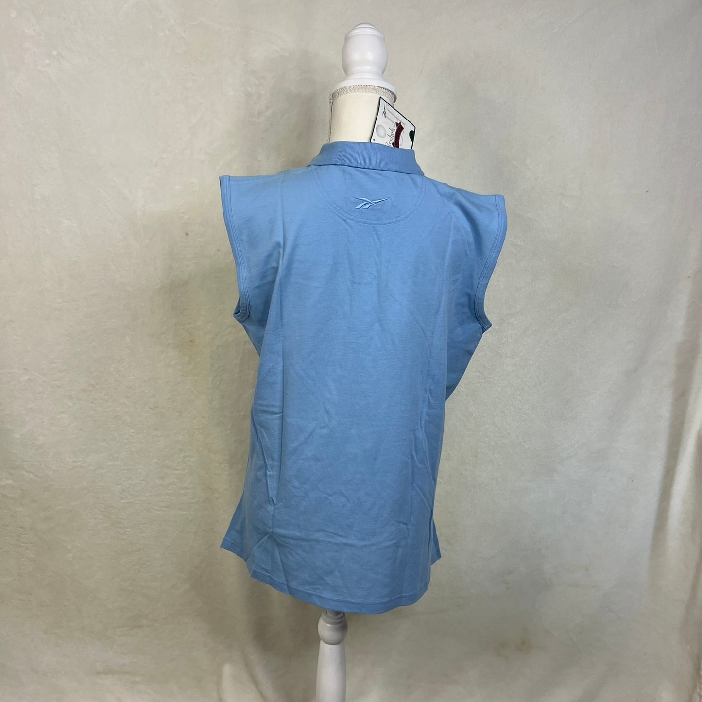 NWT Vintage Reebok Women's Club Size Large Blue Sleeveless Golf Polo Shirt