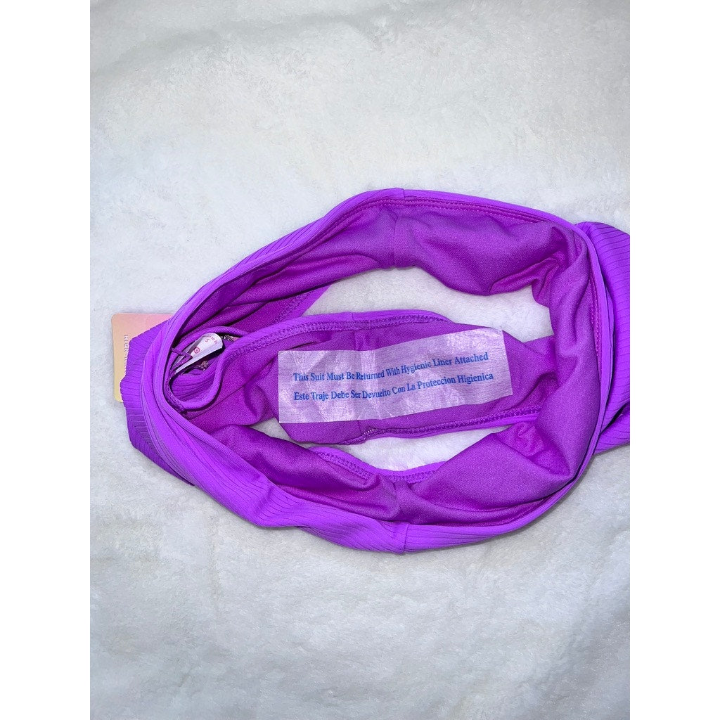 NWT Stoney Clover Lane Women's High-Waist Bikini Bottom Purple Size Small