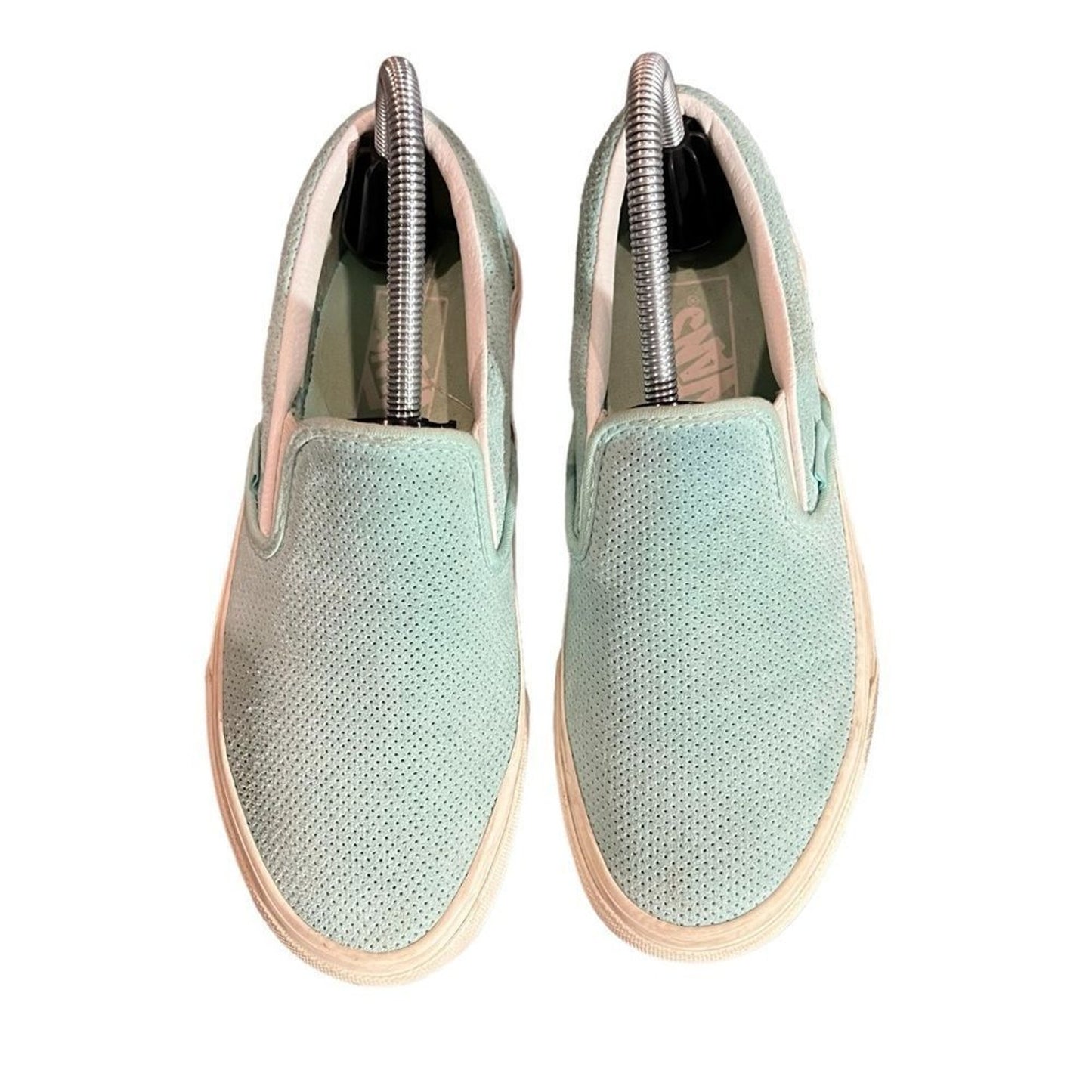 Vans Classic Slip-On Skate Shoes Mint Green Perforated Suede Size 5/6.5