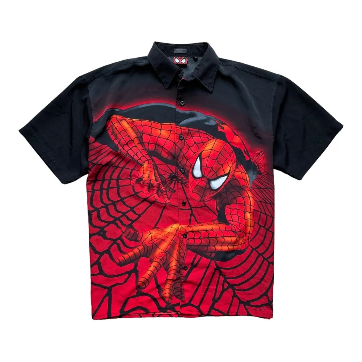 Marvel Comics Spider-Man Graphic Print Button Down Shirt Men's Size XL