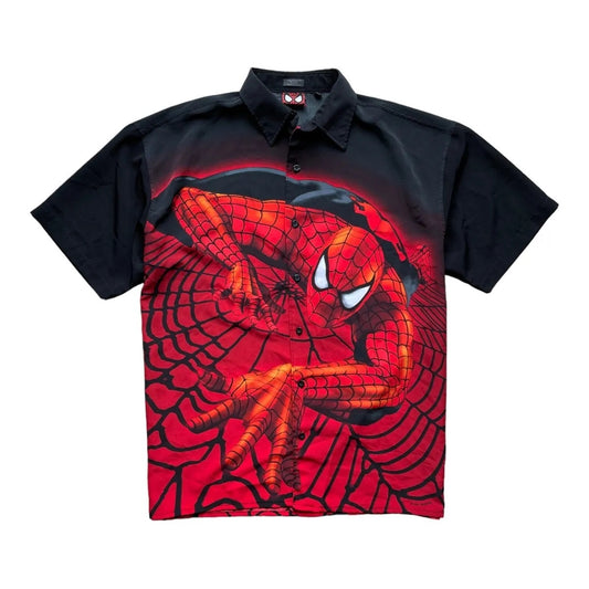 Marvel Comics Spider-Man Graphic Print Button Down Shirt Men's Size XL