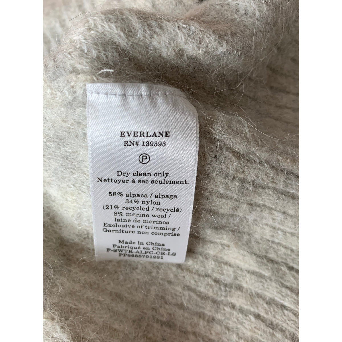 Everlane Sweater Womens Medium Light Gray Heather Crew Neck Pullover Knit
