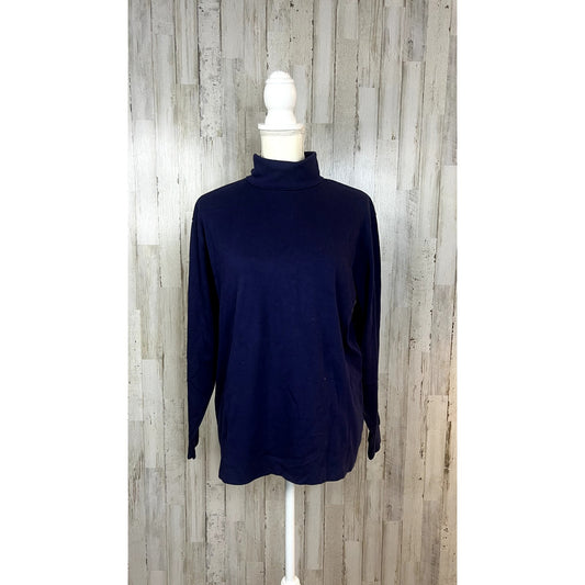 Vintage Westbound Women's Size Large Navy Blue Long Sleeve Turtleneck Top