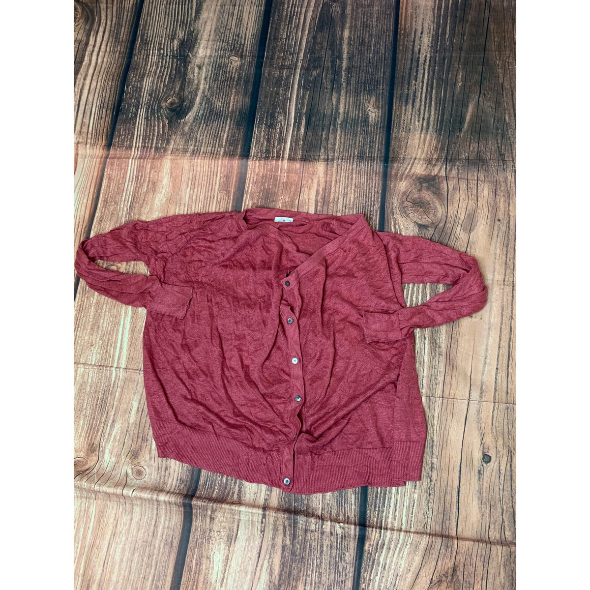 Garnet Hill Cardigan Sweater Womens Small Red Button Front V-Neck Long