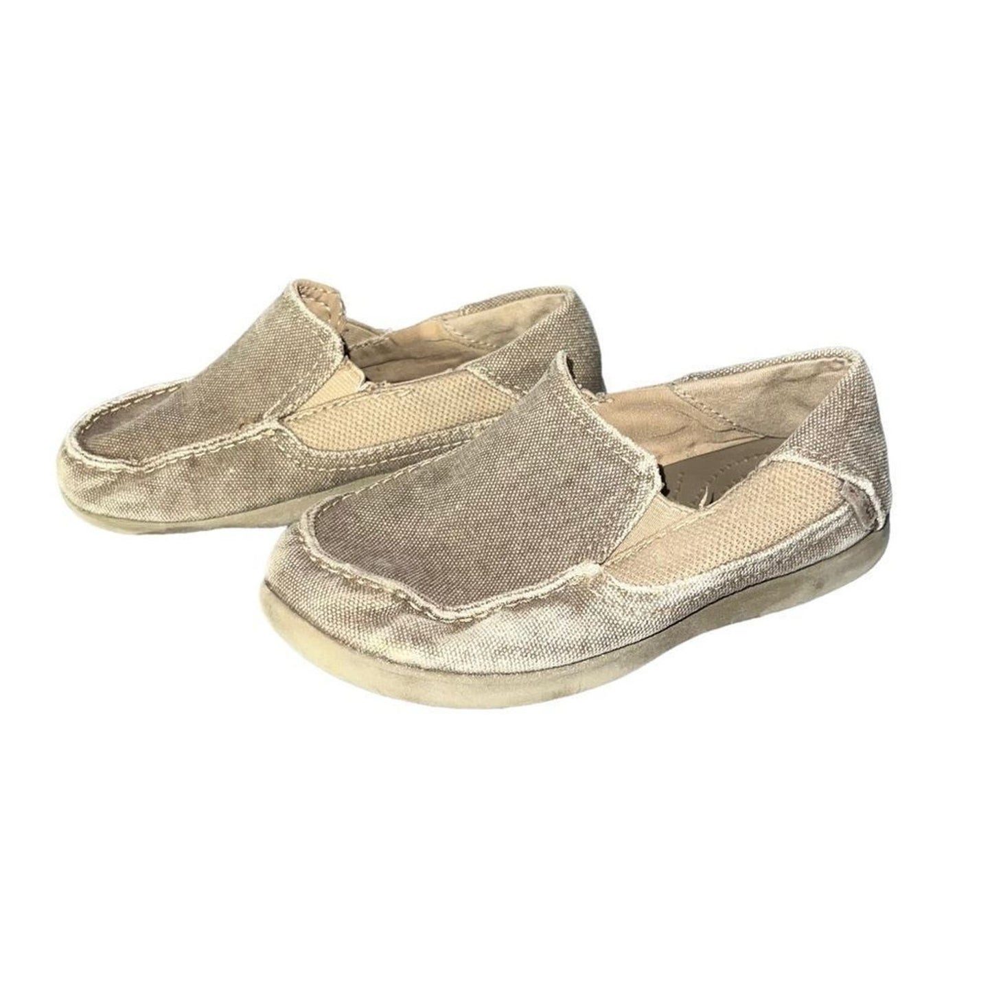 Crocs Kids Santa Cruz Loafer Slip On Shoes Canvas Khaki Child Size 13