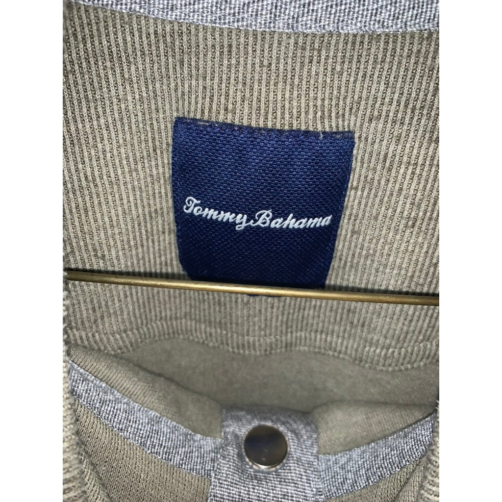 Tommy Bahama Men's XL Olive Green 1/4 button neck Sweater/sweatshirt Long Sleeve Casual