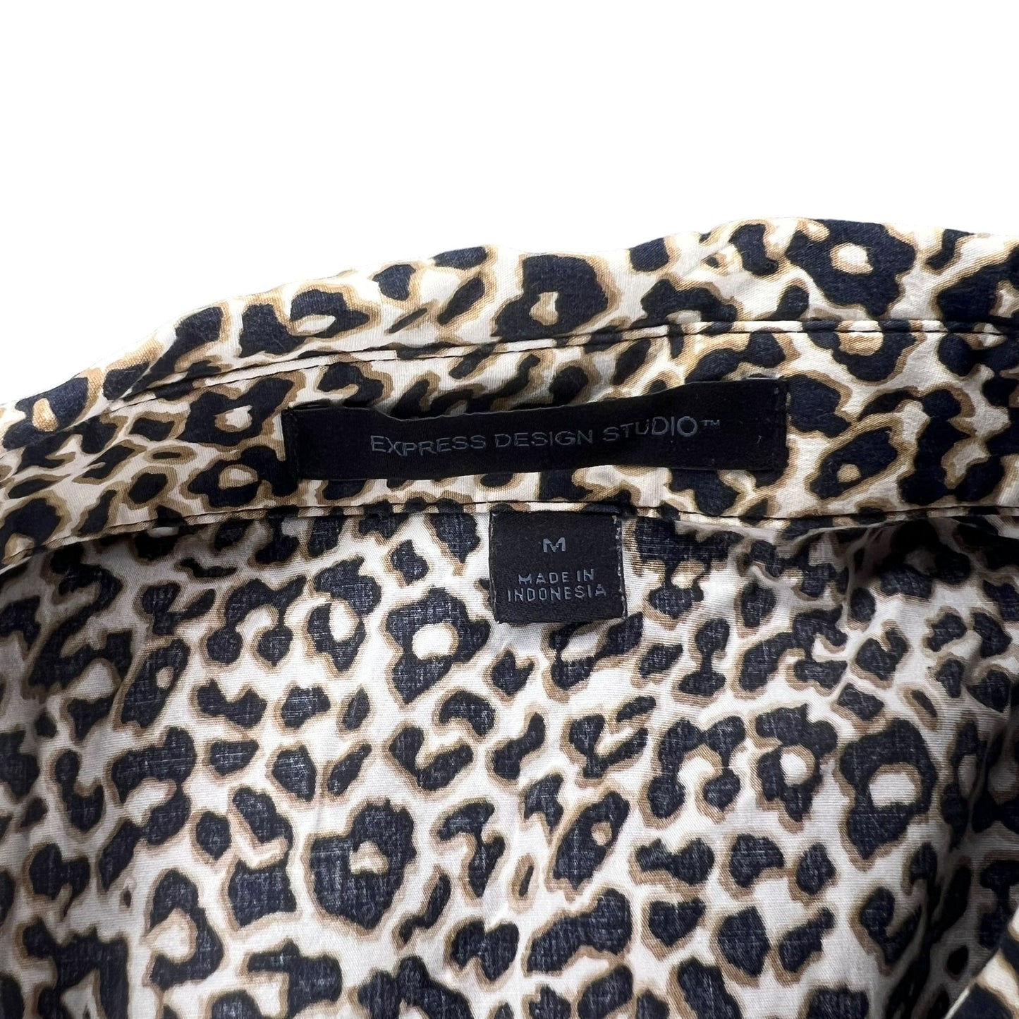 Express Design Studio Women's Medium Sleeveless Leopard Print V-Neck Wrap Blouse