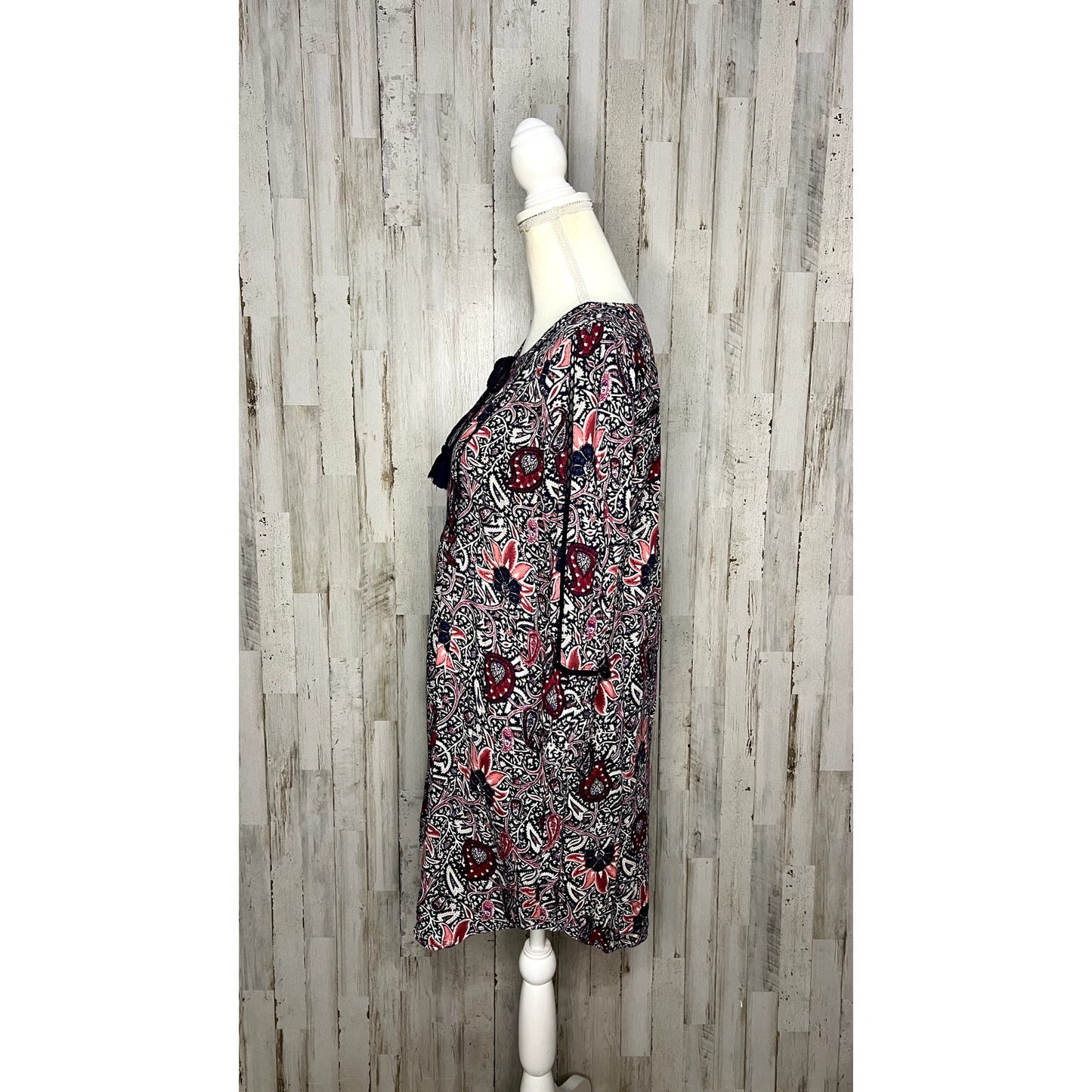 Lucky Brand Paisley Bell Sleeve Mini Dress Women's Small Multicolor Boho Chic