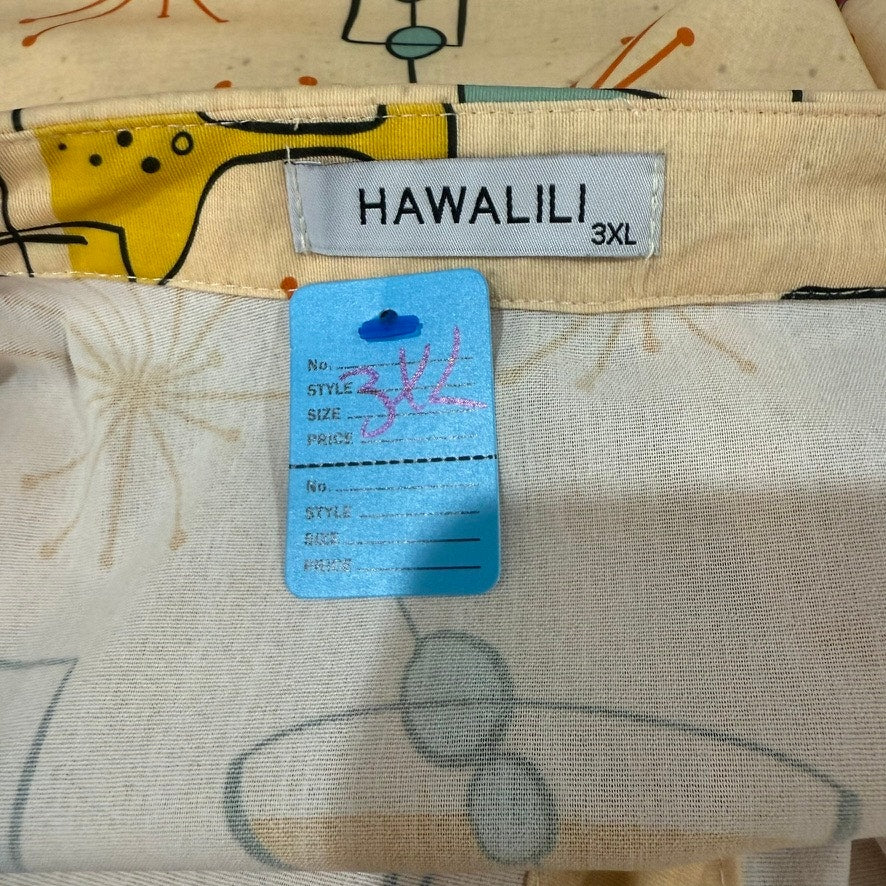 Hawalili Men's 3XL Hawaiian Shirt Mid Century Modern Print Casual