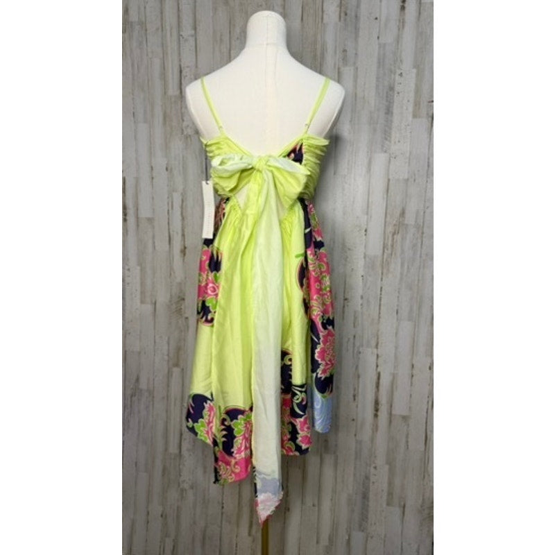 NWT Delfi Collective Ava Dress Medium Yellow Floral Print Mini Party Sleeveless