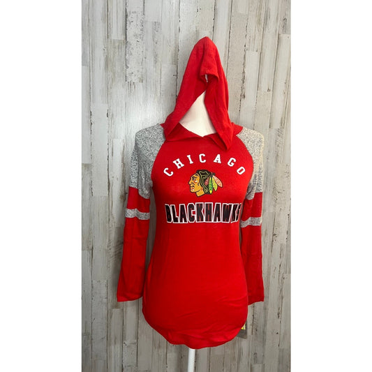 NWT Chicago Blackhawks Women's Hooded Long Sleeve Top Red Size Medium