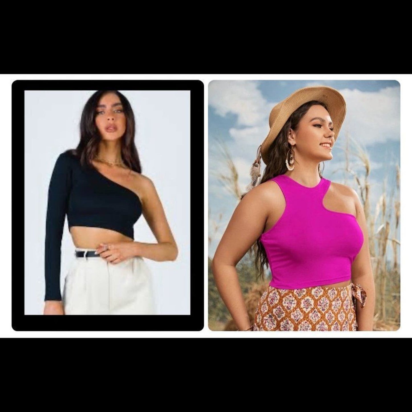 Set of 2 Cutout Shoulder Crop Tops