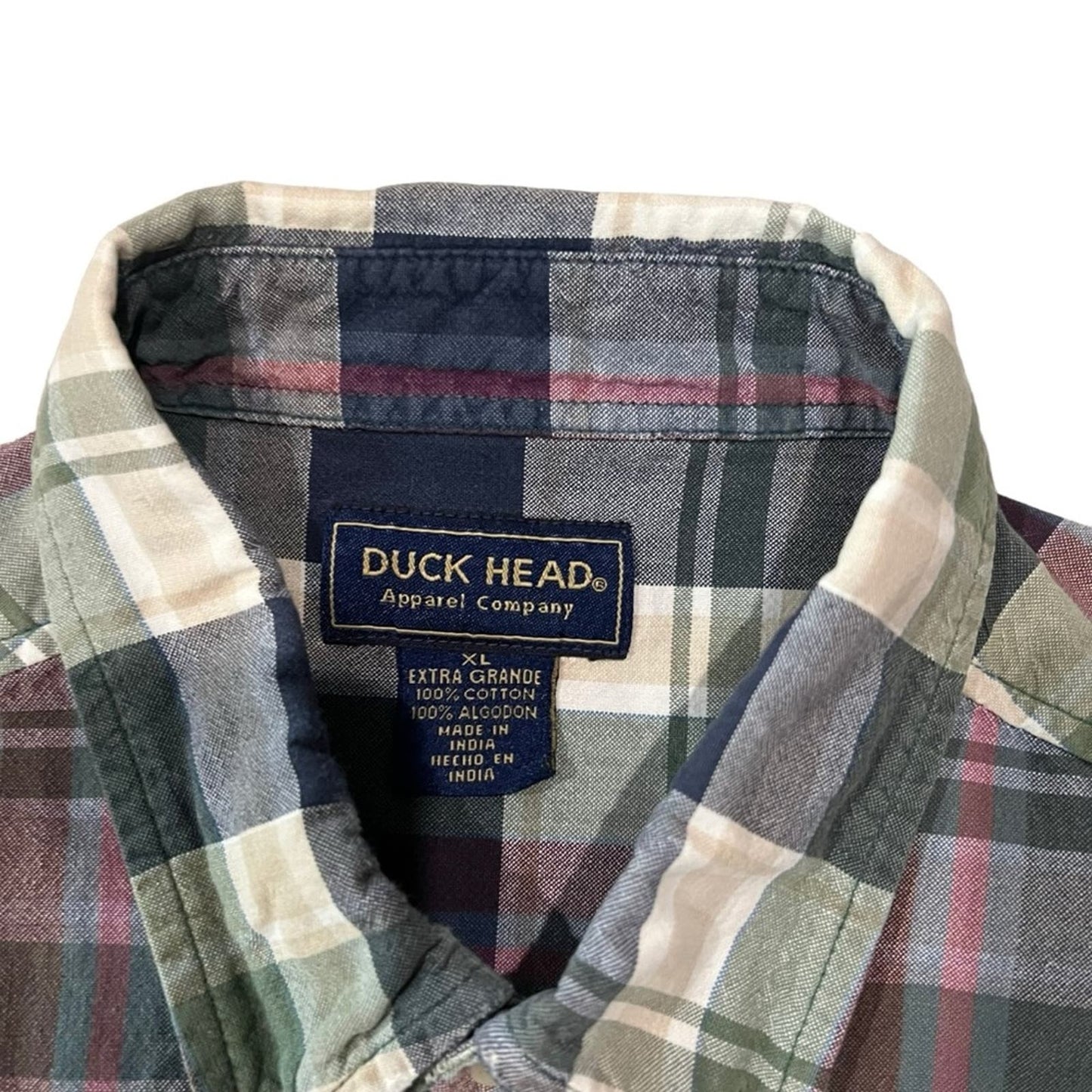 Duck Head Men's Short Sleeve Plaid/Checkered Button Down Shirt Size XL