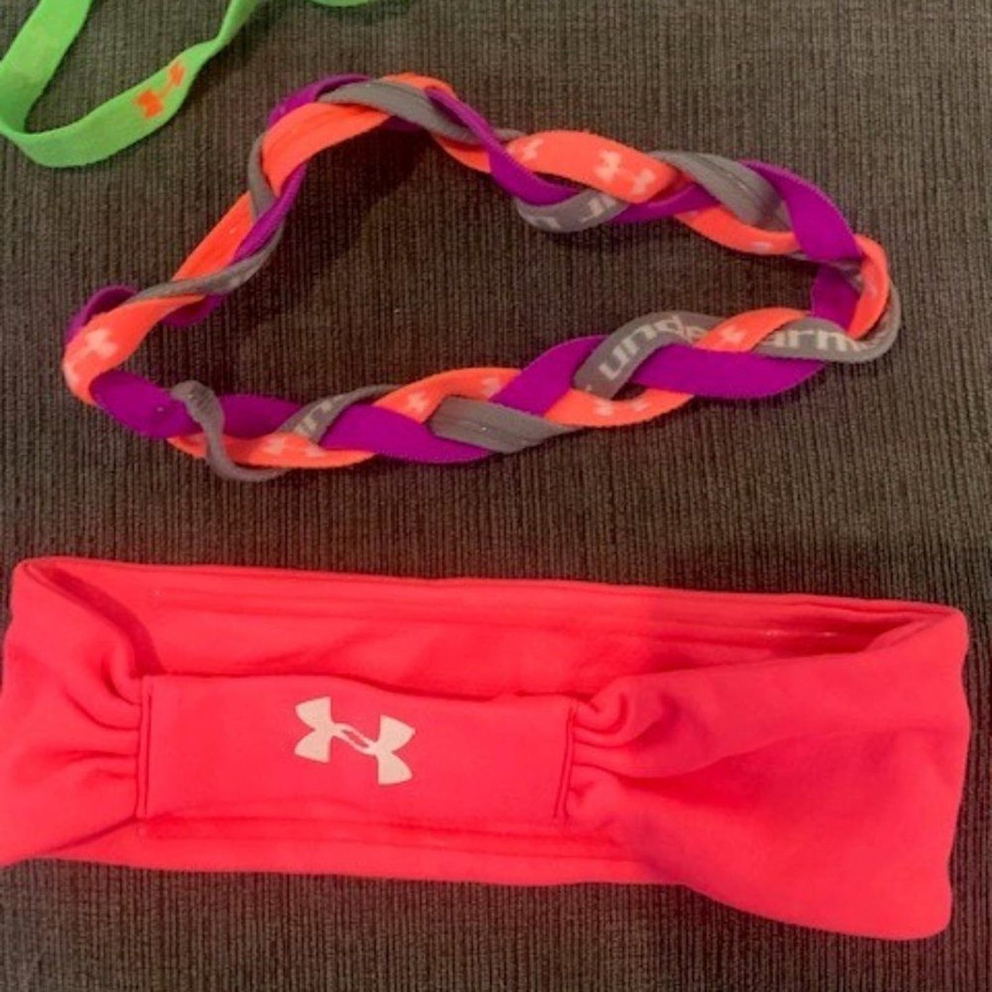 Set 3 Under Armour pink/green head bands