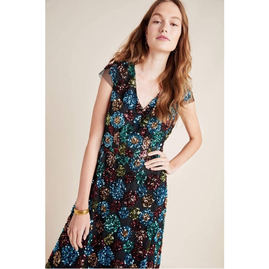 NWT Eva Franco Glenna Sequined Midi Dress Multicolor Size 0 Party/Cocktail