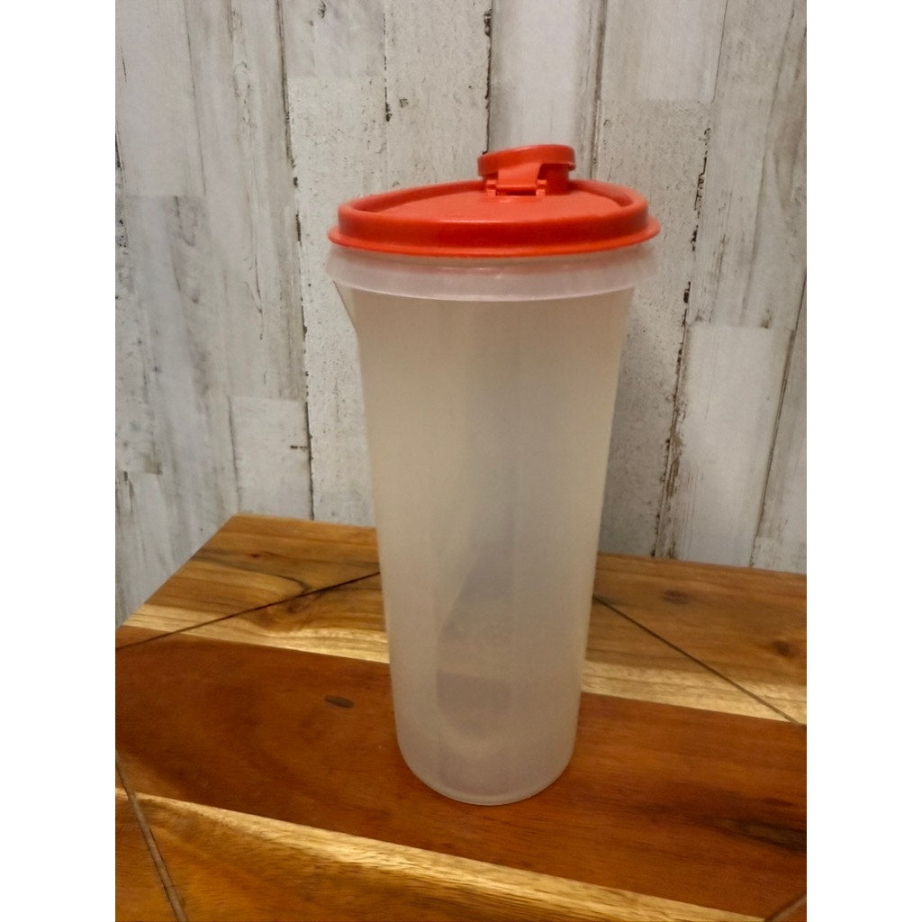 Vintage Tupperware Beverage Buddy Pitcher with Red Flip-Top Lids