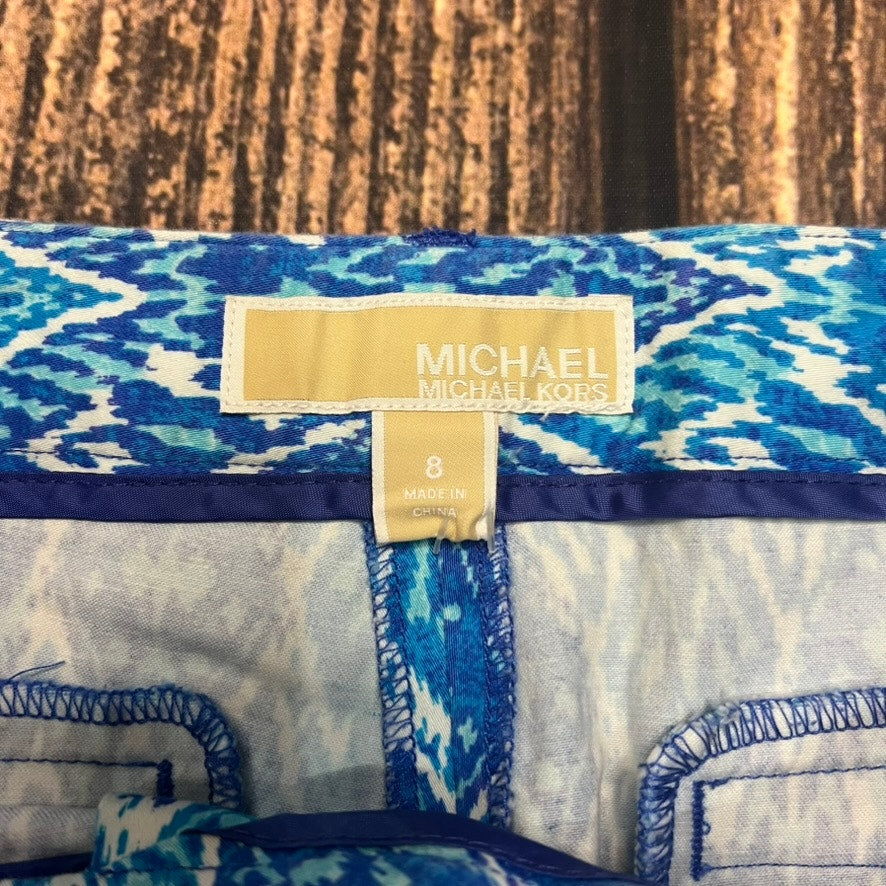 Michael Kors Women's Size 8 Blue Geometric Ankle Pants Casual
