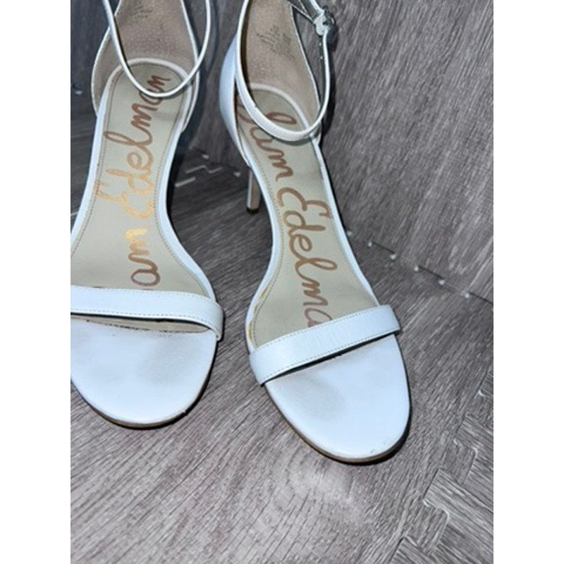 Sam Edelman Women's White Ankle Strap Heeled Sandals Size 9.5