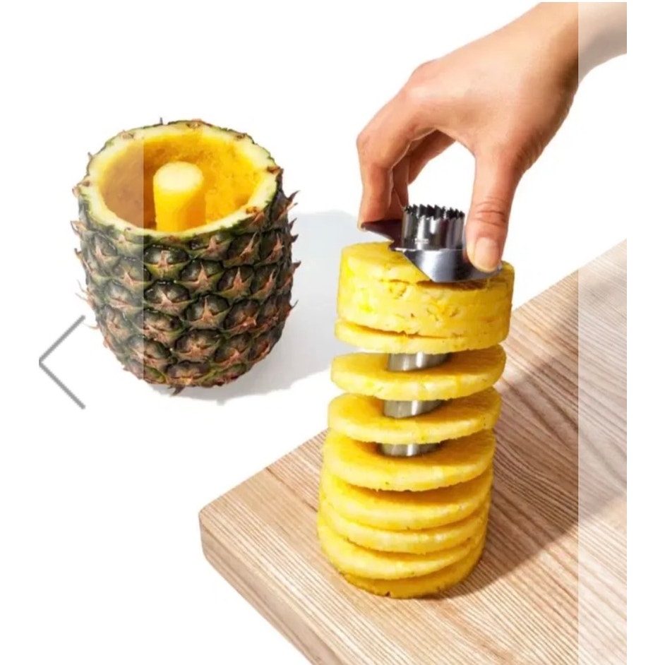 OXO Pineapple Corer Slicer Cutter Tool Silver w/ Black T-Handle Depth