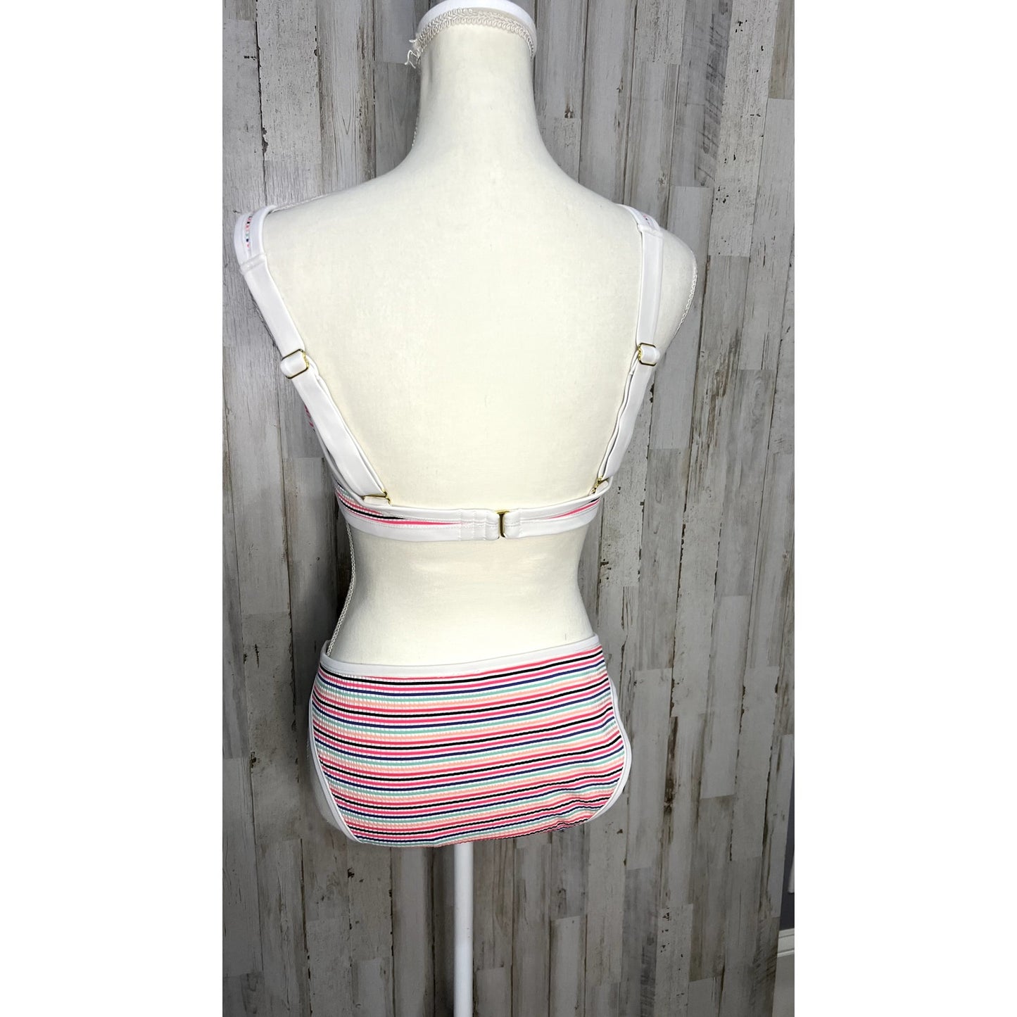 Hula Honey Women's Striped Bikini Set Multicolor Size Large