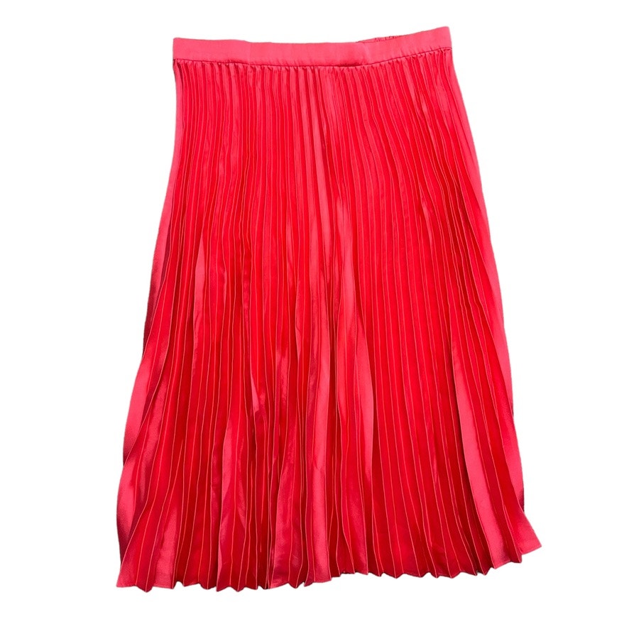 NWT J.Crew Women's XL Pink/Coral Pleated Elastic Waist Flowy Midi Skirt