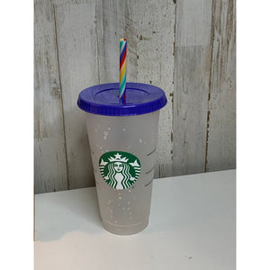 Starbucks Confetti Color Changing Cold Cup Tumbler 24 oz Lid & Straw