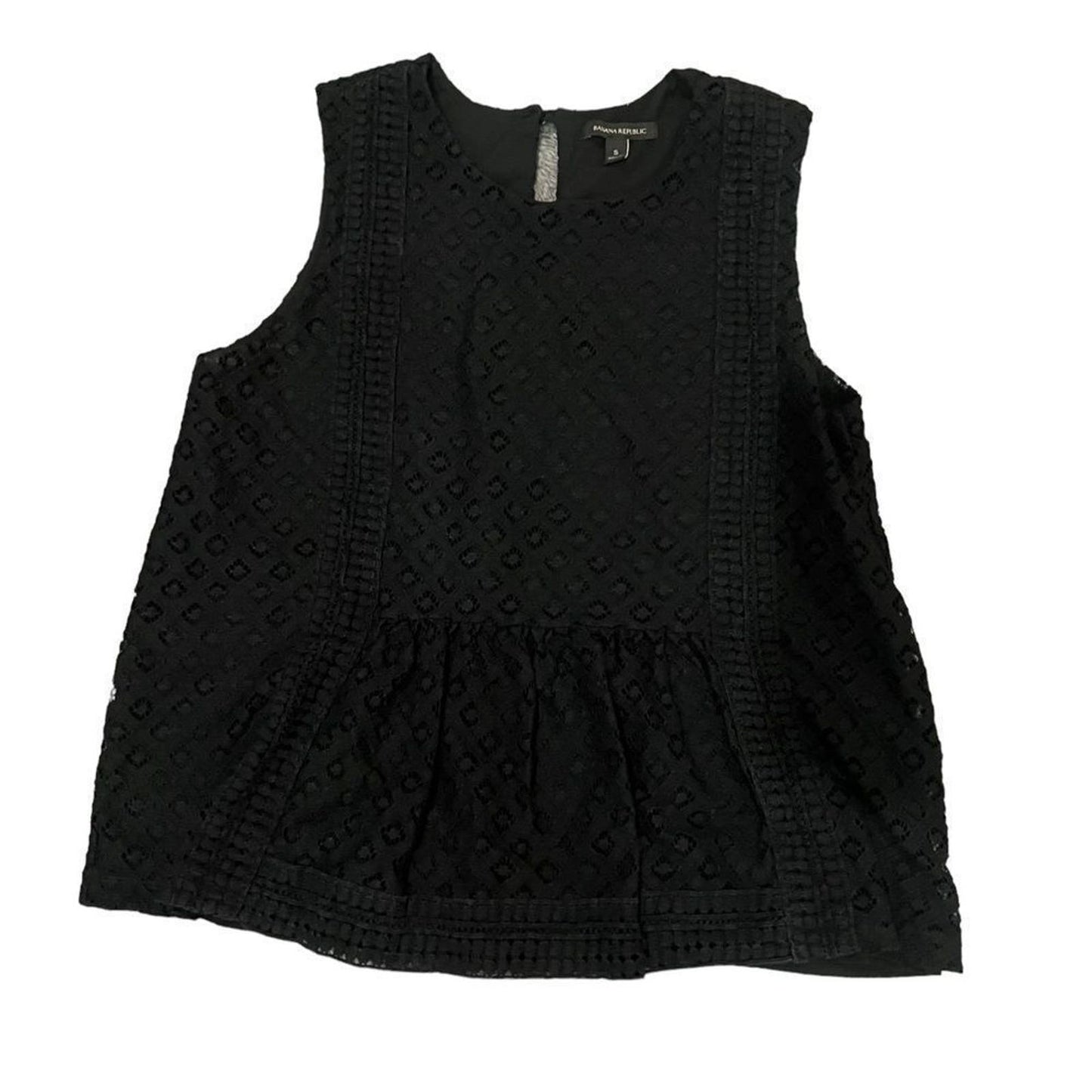 Banana Republic Black Eyelet Lace Top Size Small