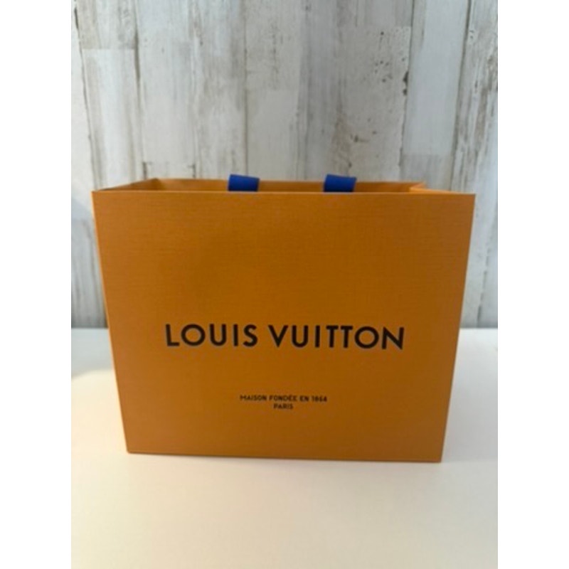 Louis Vuitton Shopping Bag Orange Gift Tote Blue Ribbon Handles