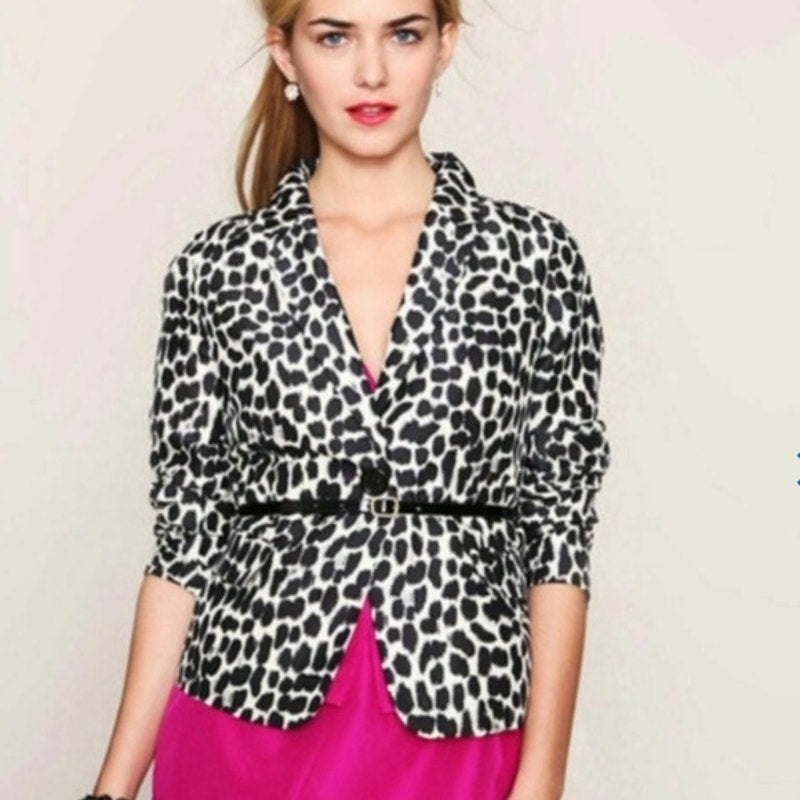 Kate Spade Women's Animal Print Blazer Black Size 00 Formal Tailored Fit