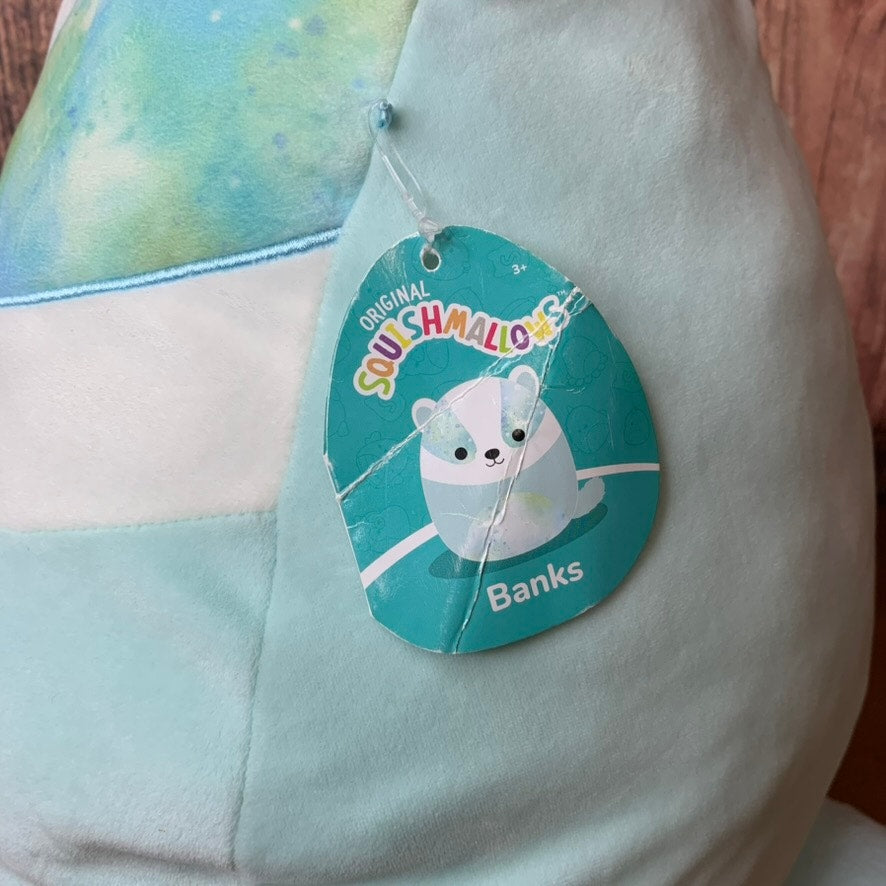 NWT Squishmallows Banks Badger Blue Teal Tie Dye 16in