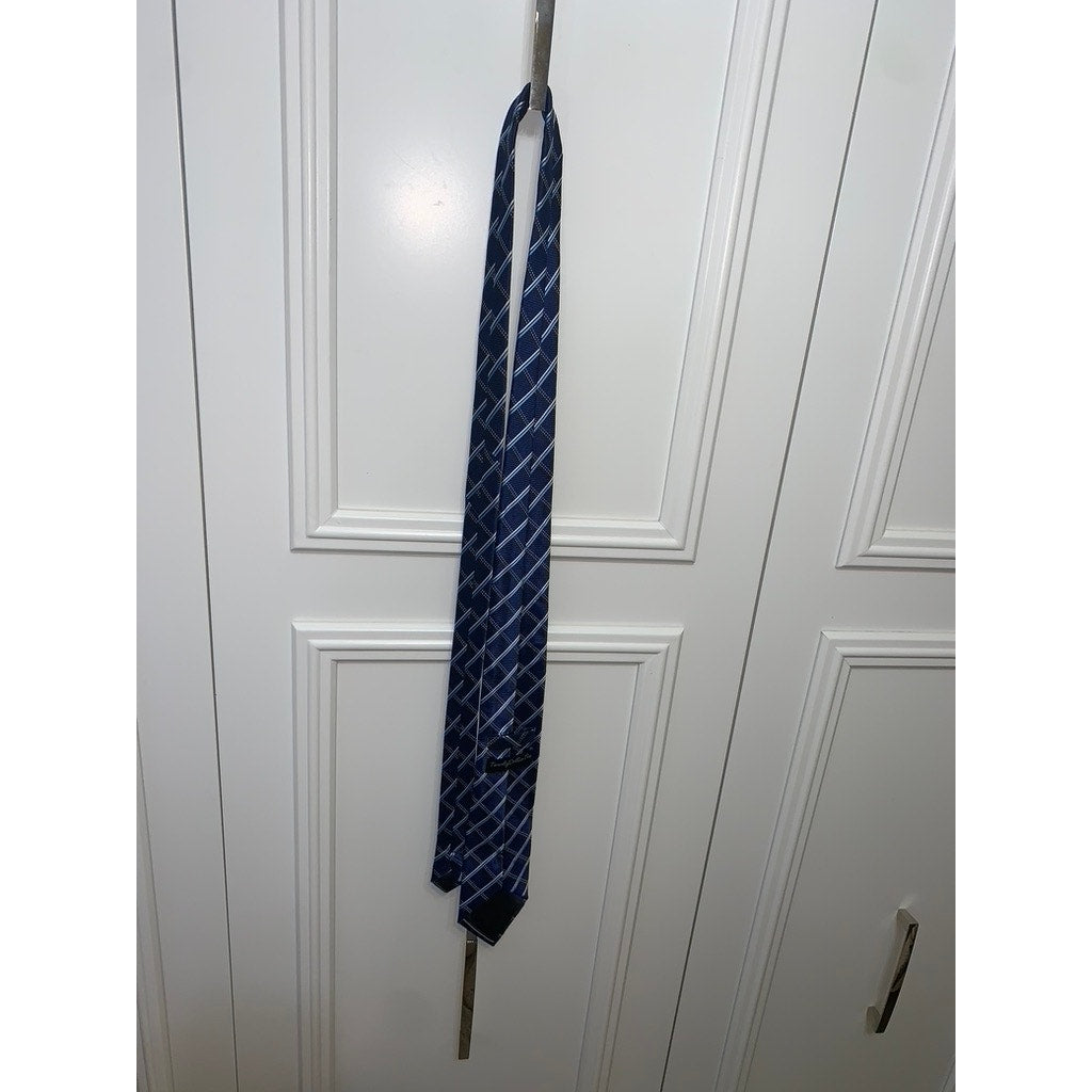 Twenty Dollar Tie Men's Designer Navy Blue Plaid Necktie