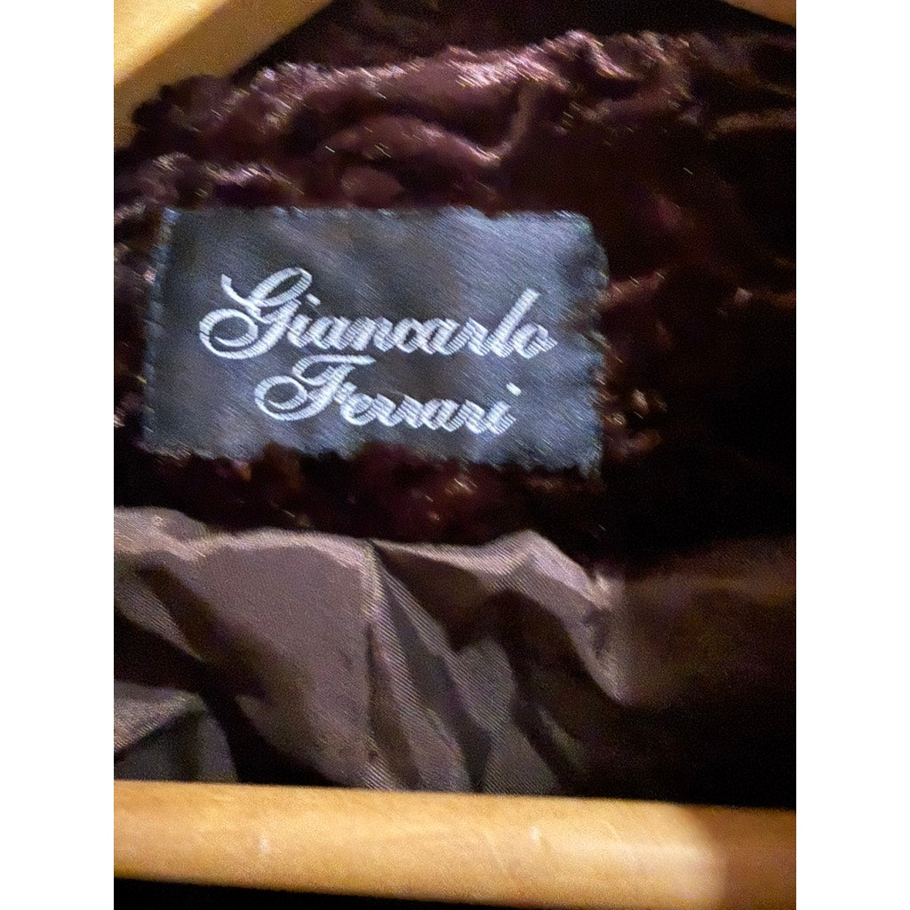Giancarlo Ferrari Jacket Womens 12 Brown Textured Faux Fur Full Zip Lined