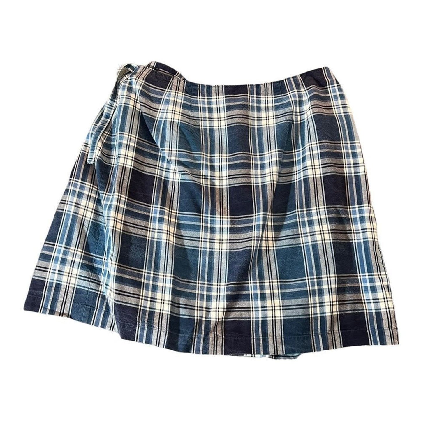 Talbots Blue Plaid Wrap Around Skirt Size 12