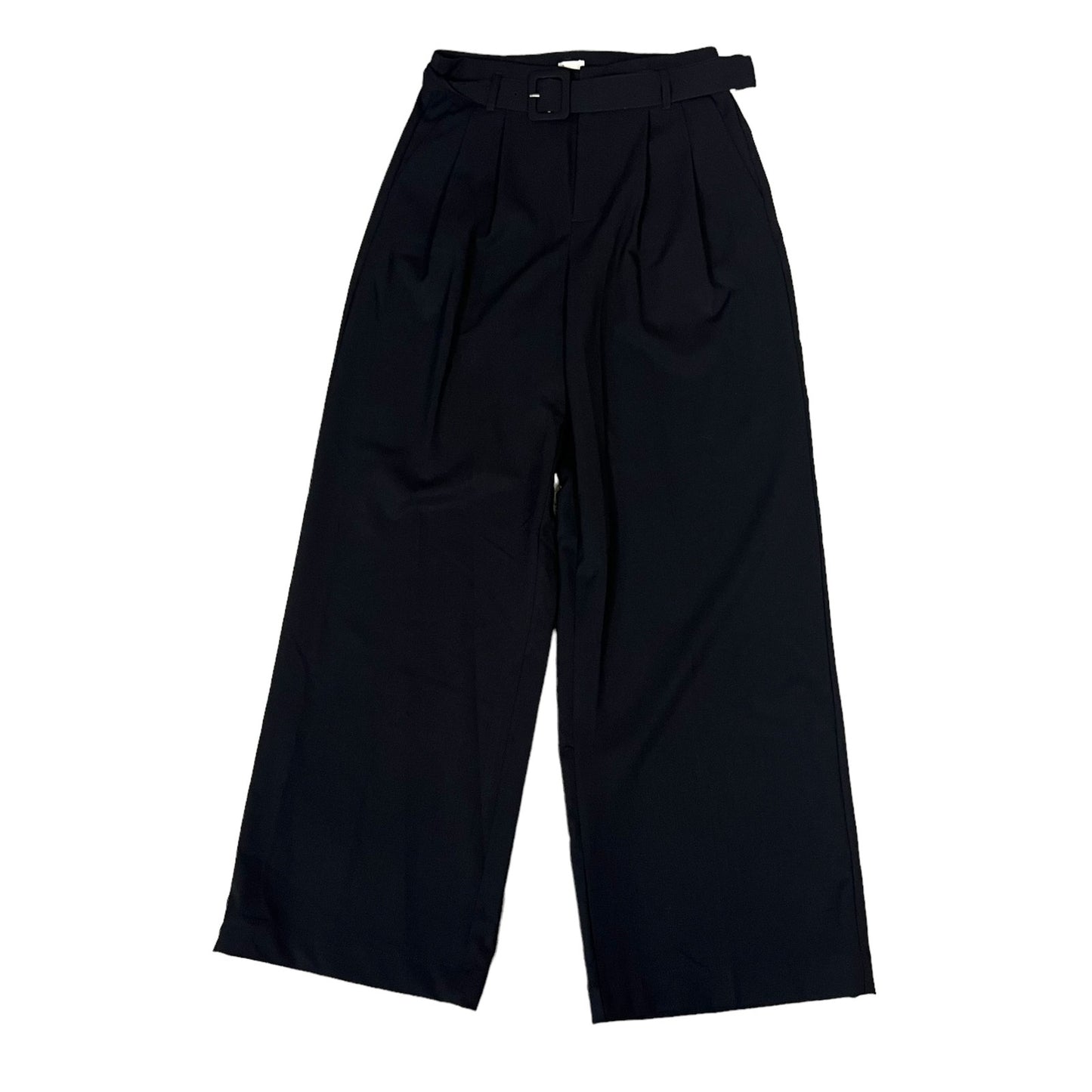 NWT A New Day Women's Black Wide Leg Trousers Size 4 High-Waisted with Belt