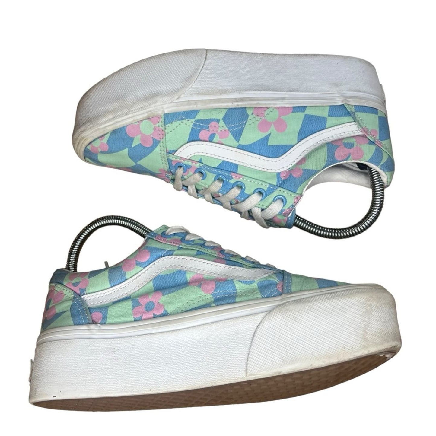 Vans X Awake NY Old Skool Stackform Platform Checkerboard Floral Sneakers W6.5