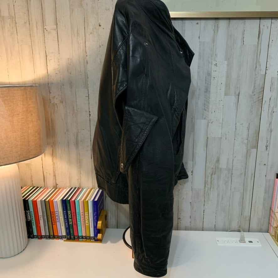 Wilsons The Leather Experts Jacket XL Black Biker Asym Snap