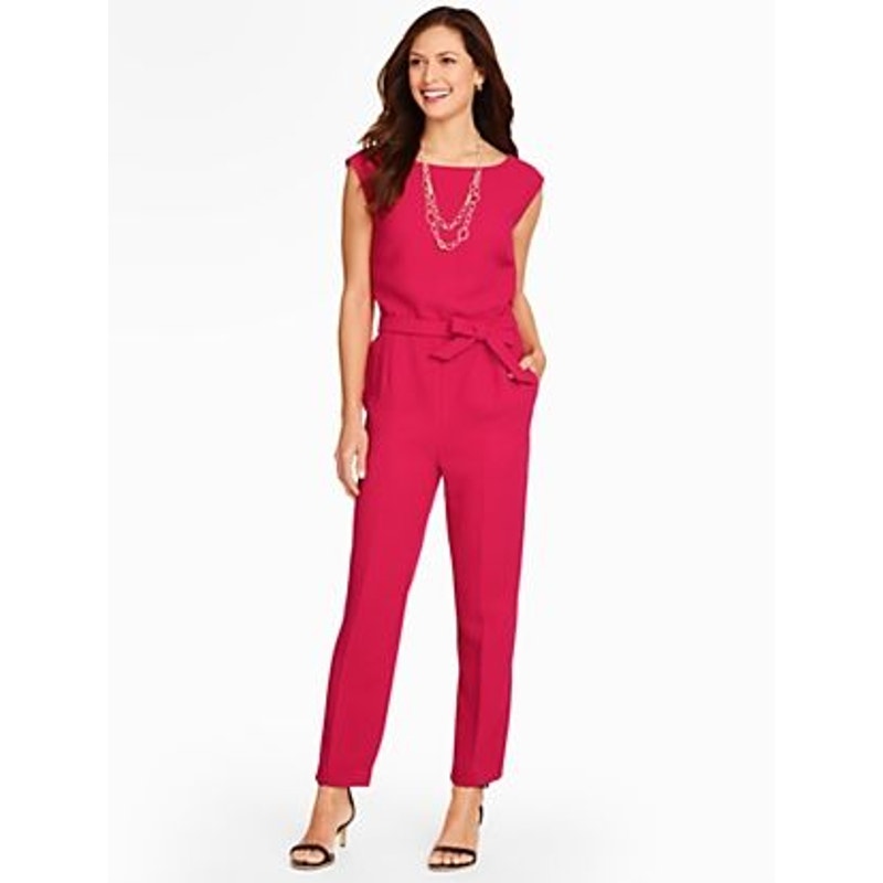 Talbots Pink Women's 8 Sleeveless Pink Belted Stretch Crepe Jumpsuit