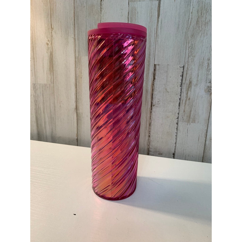Starbucks Tumbler Pink Iridescent Swirl Cup 16 fl oz w/ Lid