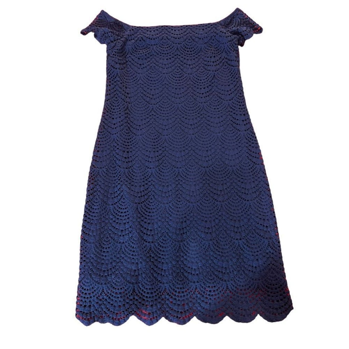 Lilly Pulitzer Jade Dress Women's Small True Navy Off Shoulder Lace Shift Short