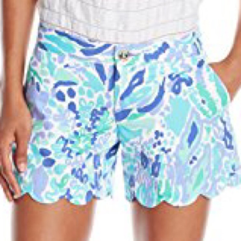 Lilly Pulitzer Buttercup Shorts Women’s Size 0 Floral Scalloped Hem Nice Ink