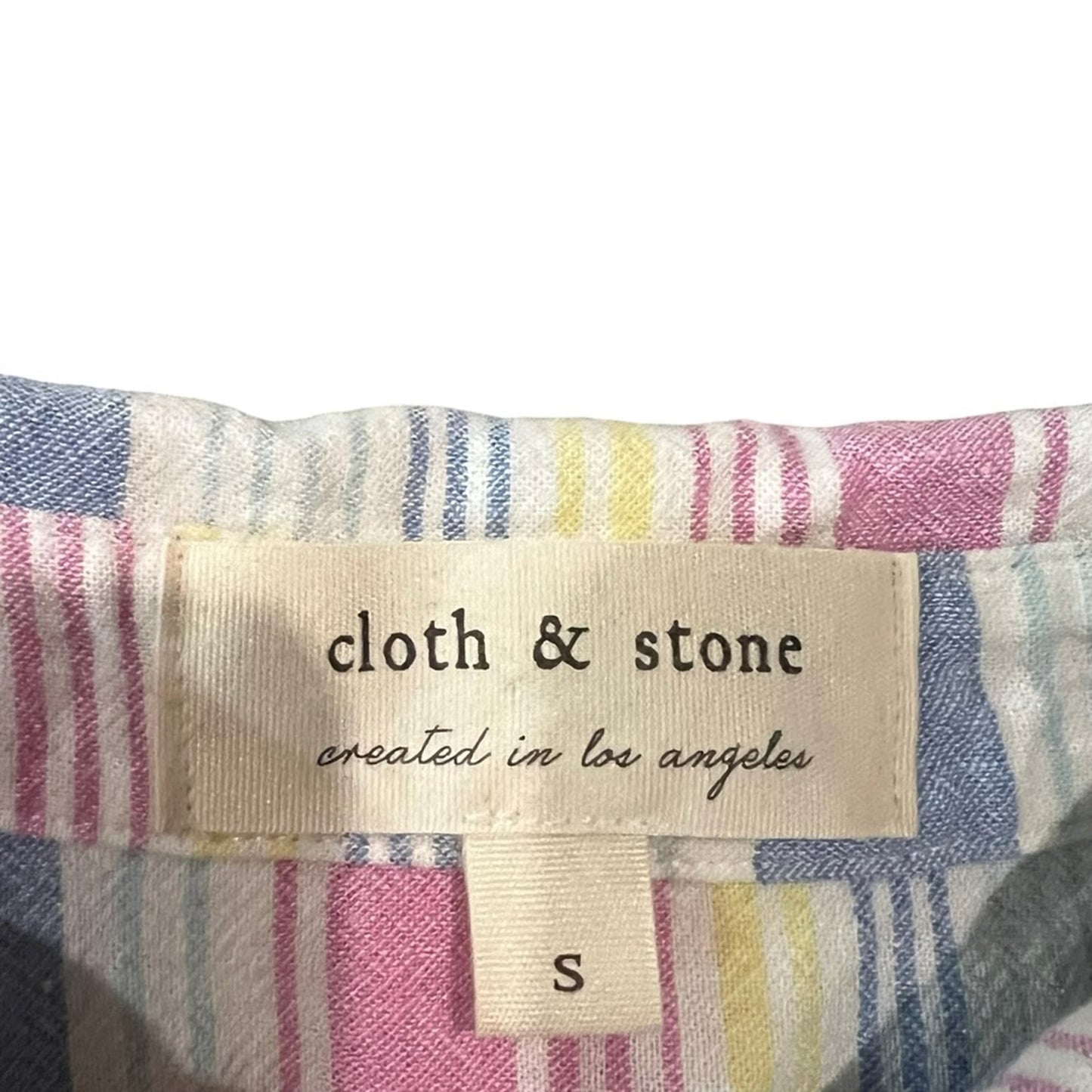 Cloth & Stone Shirt Womens Small Multicolor Striped Button Front Tie Hem