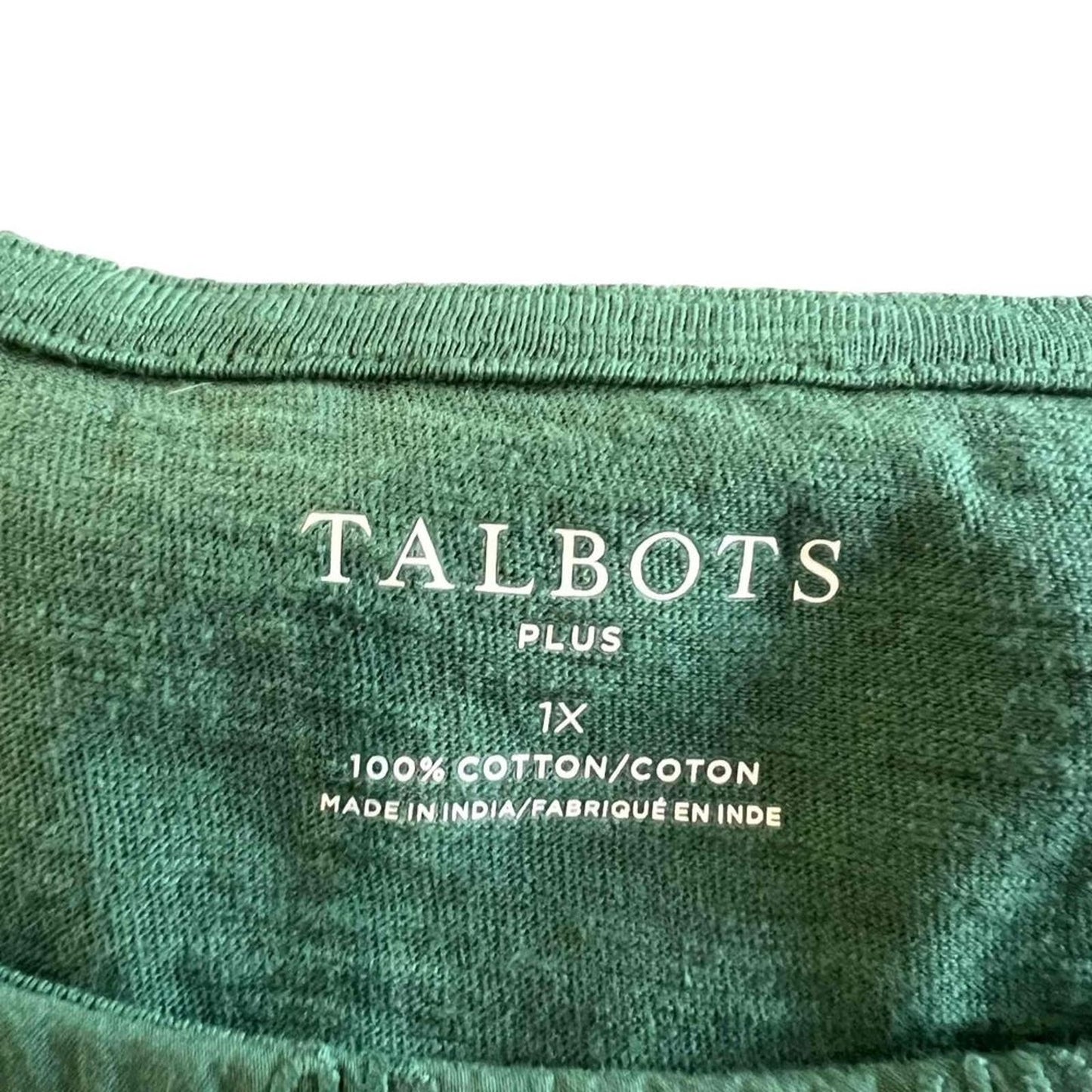 NWT Talbots Green Sleeveless Embroidered Panel Tank Top Size Plus 1X