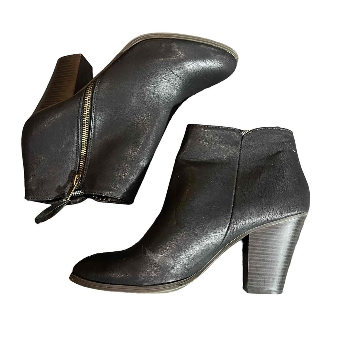 Charlotte Russe Women's Ankle Booties Black Side Zip Block Heel Size 9