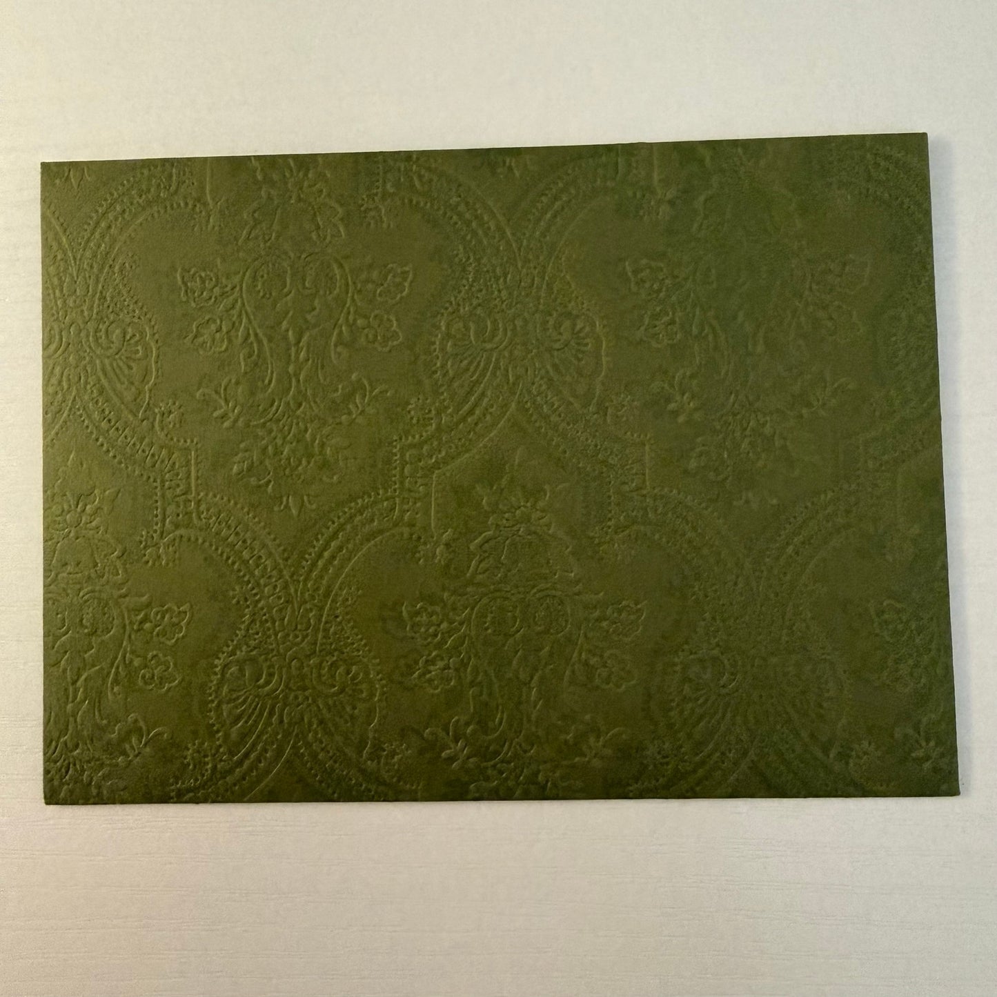 Gucci Envelope Gift Card Holder Olive Green Embossed Floral GUCCI Logo