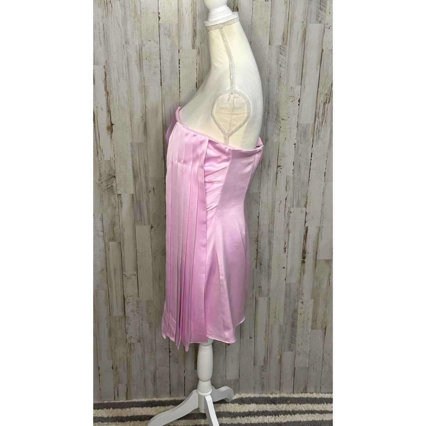NWT Ramy Brook Women's Strapless Pink Satin Mini Dress Size 8 Party Cocktail
