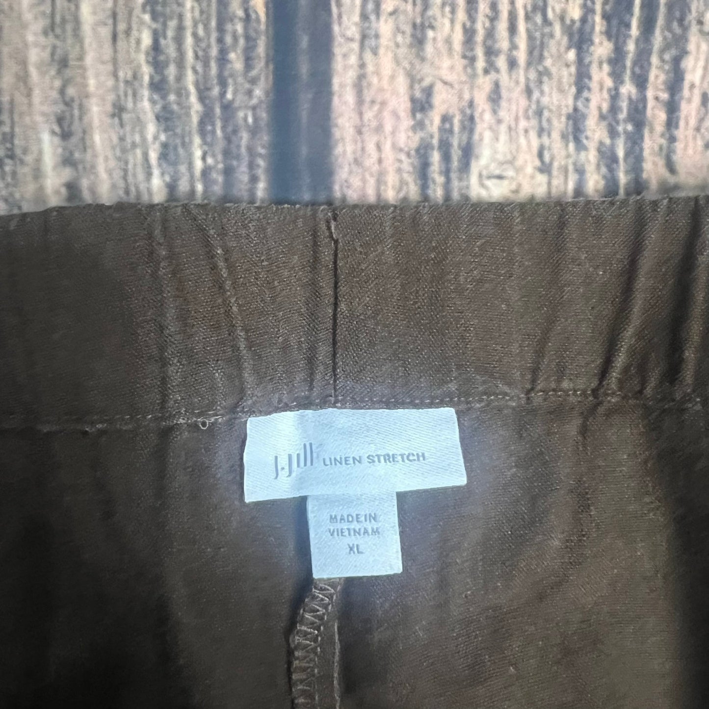 J.Jill Women's XL Brown Linen Stretch Elastic Waist Lightweight Pants