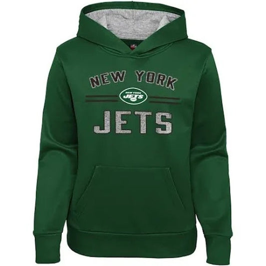 NWT New York Jets Green Girl's Sparkle Pullover Hoodie Long Sleeve Football