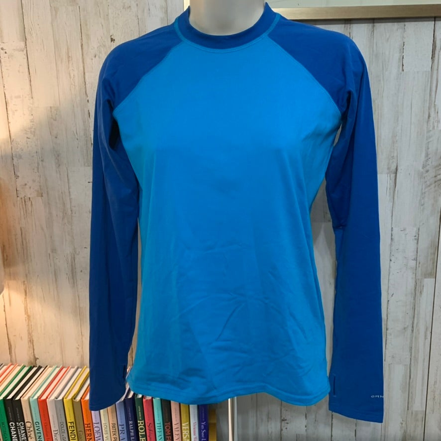Columbia Boys Rash Guard Swim Shirt Blue Colorblock Size L