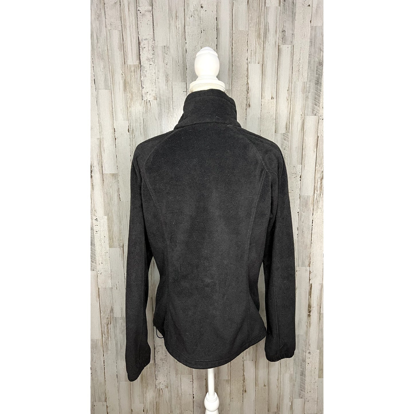 Columbia Women's Fleece Jacket Black Size Large Casual Mid-Length Zip-Up